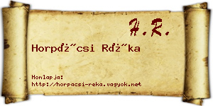 Horpácsi Réka névjegykártya