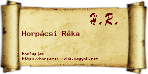 Horpácsi Réka névjegykártya